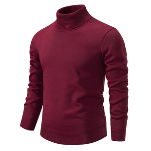 Cross-border 2024 autumn and winter men's turtleneck sweater men's fleece-lined sweater sweater men's pullover long sleeve base shirt