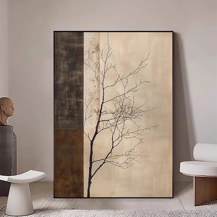 Wabi-Sabi Aesthetic Retro Branch Decorative Painting Entrance Living Room Corridor Hanging Painting New Chinese Art High-End Floor-Standing Painting