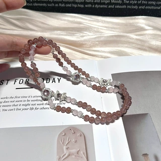 【草莓晶】水晶手串手链手饰手链串珠 天然水晶 手链女轻奢高级感