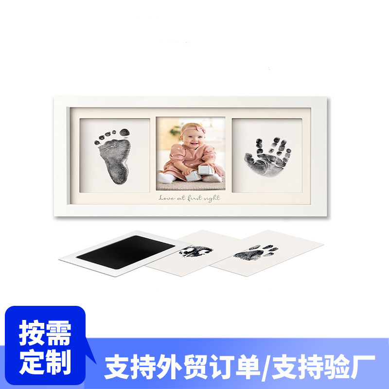 W Cross-Border Amazon Wooden Baby Commemorative Photo Frame Can Be Placed on the Wall Three-Link with Word Print Pad Handprint Photo Frame W Cross-Border Amazon Wooden Baby Commemorative Photo Frame Can Be Placed on the Wall Three-Link with Word Print Pad Handprint Photo Frame