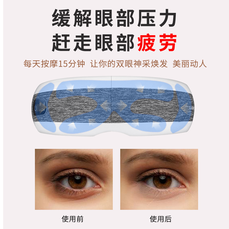 (2개) 대외 무역 새로운 눈 마사지 그래 핀 가열 뜨거운 압축 진동 눈 피로 음악