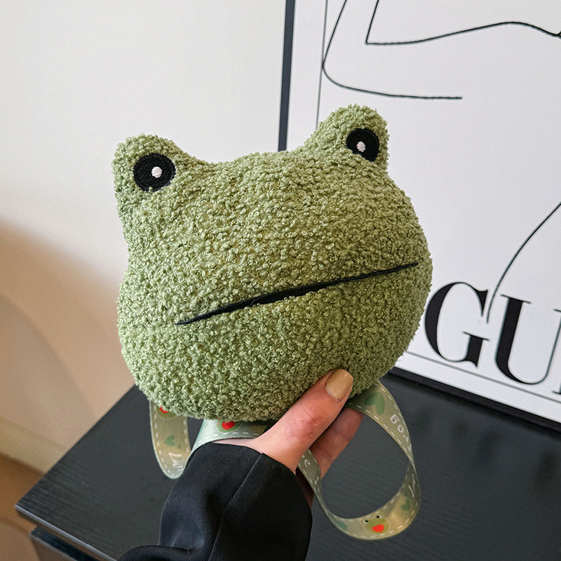Cute Ugly Cute Frog Doll Crossbody Bag Korean Style Ins Distinctive Girly Shoulder Crossbody Bag Cartoon Plush Bag