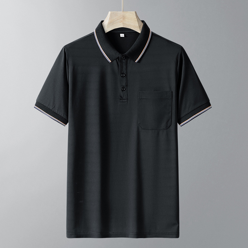 Verano hombre de mediana edad camiseta de manga corta de secado rápido con solapa comercial polo camiseta hombre media manga suelta papá abuelo ropa