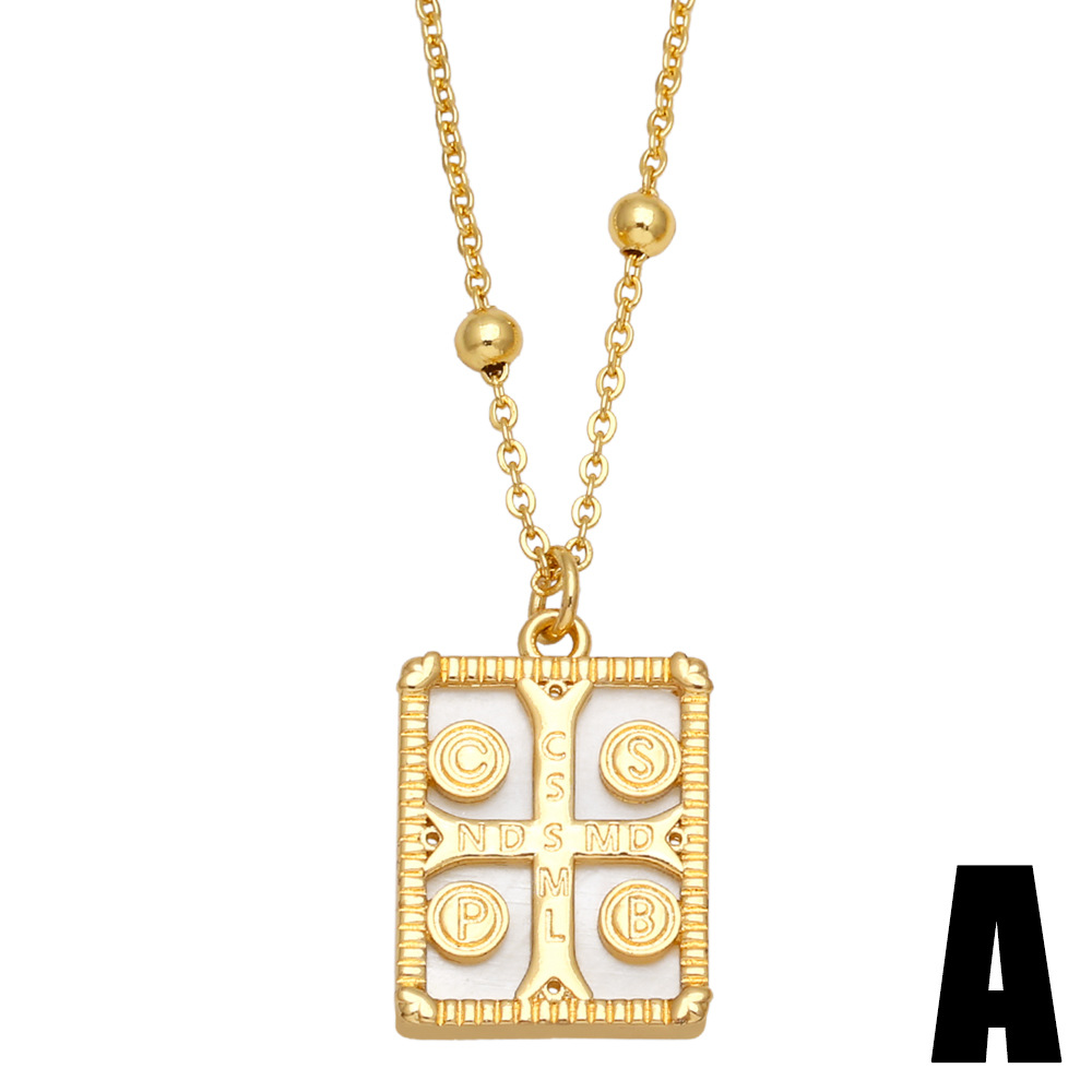 Fashion Cross Rectangle Copper Pendant Necklace Inlay Zircon Copper Necklaces
