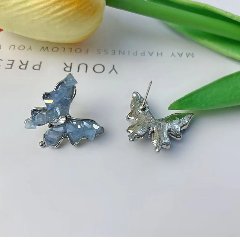 1 Pair Sweet Butterfly Plating Inlay Alloy Artificial Gemstones Ear Studs display picture 2