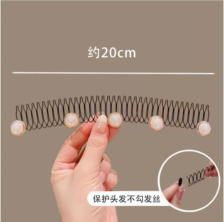 Hair comb clip long decorative comb, anti-breakage styling with pearl & floral accents