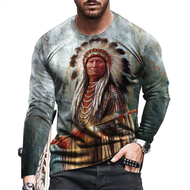 2023 новые осенние и зимние мужские топы с длинными рукавами с цифровой печатью, пуловер с круглым вырезом, свободная повседневная 3D футболка, европейский и американский тренд