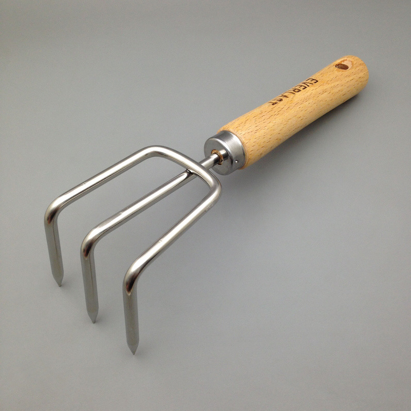 木柄不锈钢园艺小耙子 松土小耙园林三齿耙