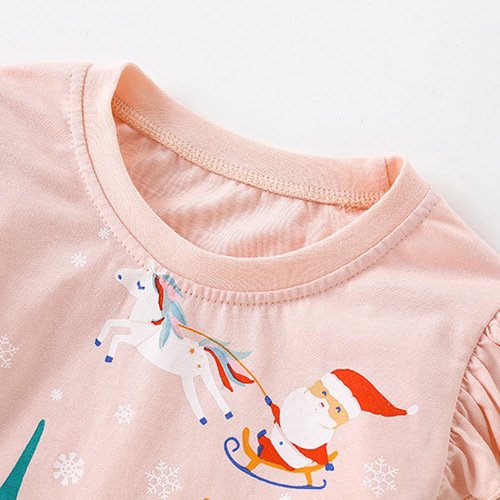 Cross-border malwee girls' T-shirt new winter European and American middle and small children round neck long sleeve cute little girl autumn top