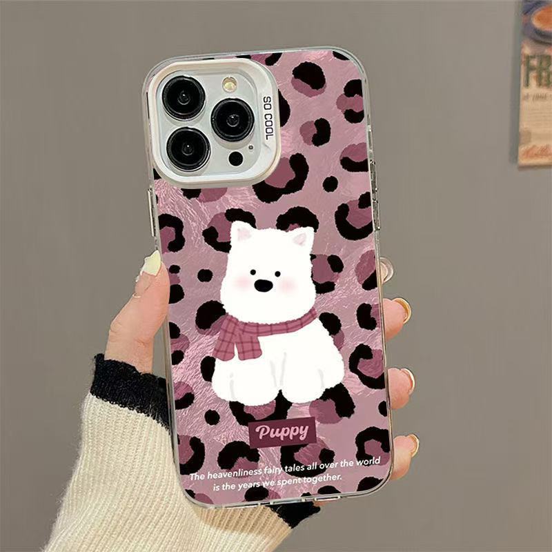 Nuevo cachorro con estampado de leopardo para iPhone 16 funda para teléfono móvil Apple 15promax/14 anti-caída 13pro12 lindo