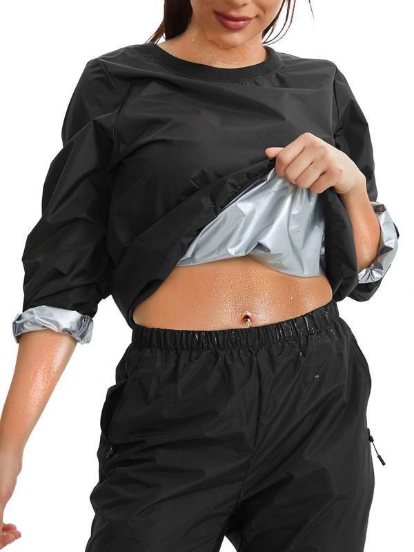 T1480 Dropshipping Aliexpress Amazon Cross-Border New Men's Vest Women's Round Neck Long Sleeve Sauna Top