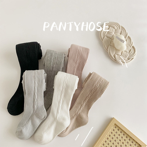  Spring New Style Twist Light Board Children's Pantyhose with Side Sides, Girls Can Open the Side Leggings for Baby to Wear Outside