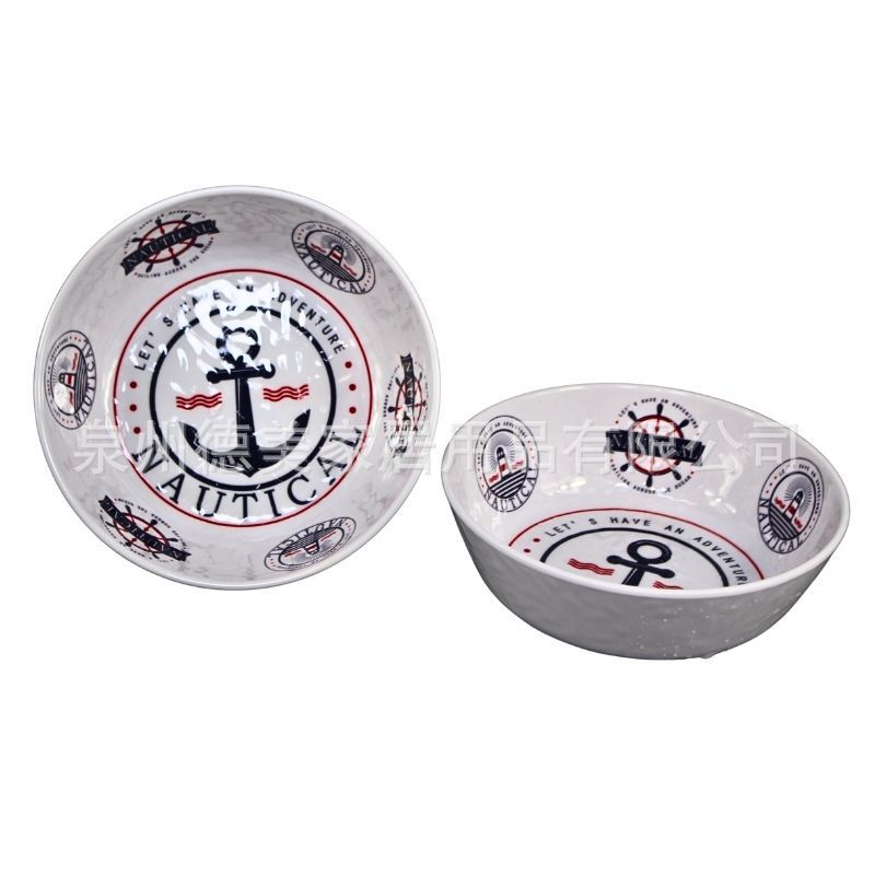 Nautical Style Melamine 7.5inch Round Bowl Melamine Imitation Porcelain Salad Bowl Bpa Free Melamine Bowl