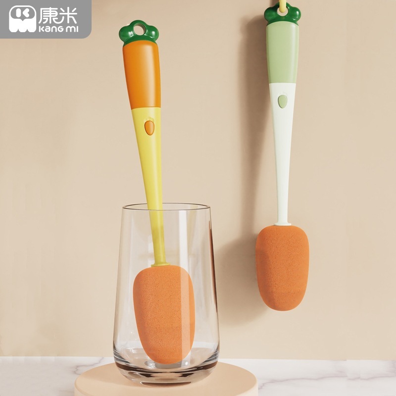 Cup brush three-in-one carrot long handle household multifunctional Cup brush cleaning sponge bottle brush cleaning brush wholesale