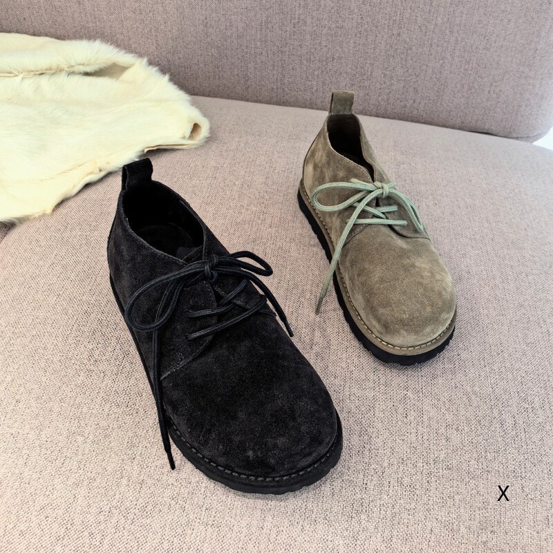 欧洲站XJ女鞋25秋冬时尚软牛猄皮大圆头休闲款平底系带玛丽珍单鞋|undefined