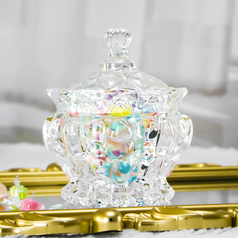 New European-Style Crystal Glass Box Christmas Decoration Jar Candy Jar Snack Food Jar Candy Pot