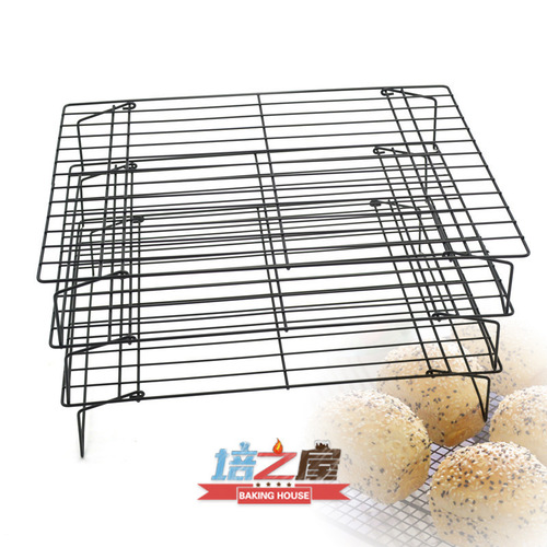 Three-layer baking cake cookies cooling rack bread cooling rack black non-stick cooling wire rack iron stand baking tool