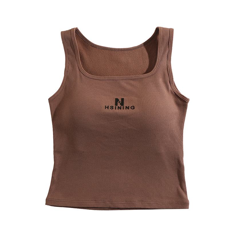 Otoño e invierno chaleco térmico de terciopelo sin costuras taza fija de las mujeres calefacción ropa interior térmica de doble cara cepillado fondo cuadrado cuello superior