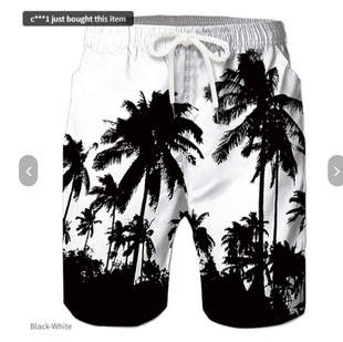 Summer Cross-Border Men's Hawaiian Coconut Tree Beach Shorts Quick-Drying Mesh Foreign Trade Swim Trunks Sports Pants Casual Beachwear