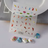 Трансграничные новые наклейки для ногтей Lucky Koi 5D, милые рыбки, мягкие рельефные наклейки для ногтей, смешанные партии