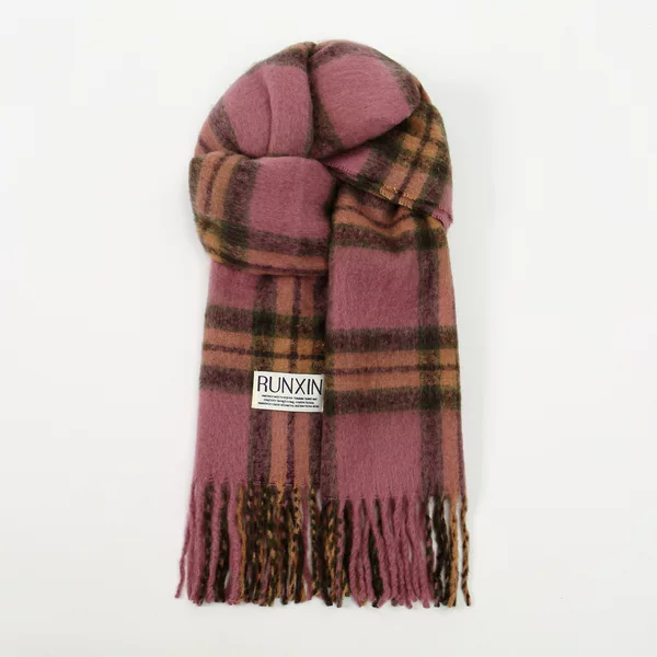 New Maillard Plaid Atmosphere Imitation Cashmere Scarf Winter Thickeneded Warm Versatile Dual-Purpose Couple Scarf