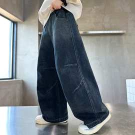 2026新款春秋洋气牛仔裤男女童宽松阔腿裤时尚百搭休闲长裤潮