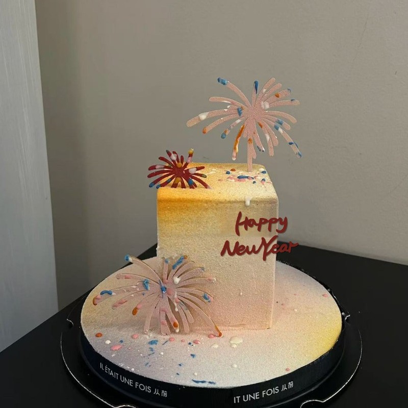 2025 大晦日ハッピーニューイヤー二層花火アクリルケーキデコレーションプラグインダイヤモンドパウダー新年の祝福フラグ|undefined