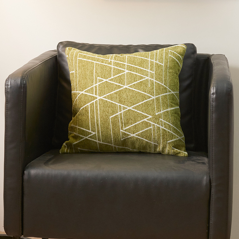 Chenille sofá cojín almohada simple línea geométrica modelo sala de estar respaldo cintura almohada en stock