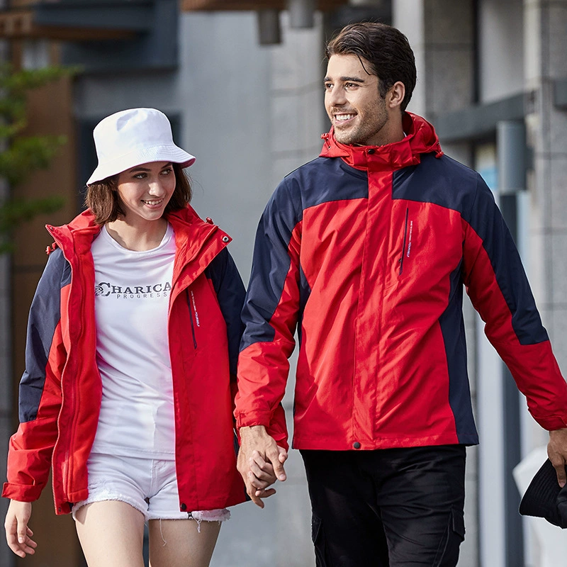 1918 Костюм для альпинизма на открытом воздухе Модная утолщенная подкладка на флисовой подкладке Съемная куртка Мужской комплект из двух предметов «Три в одном»