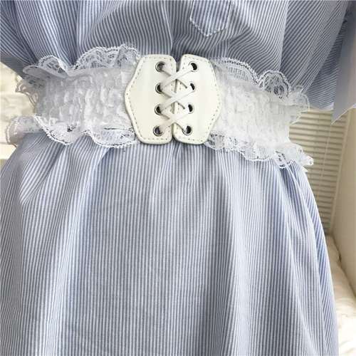 Lace waist belt for women, cute waist slimming belt with skirt, retro temperament, elastic elastic girdle for women