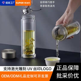 苏泊尔双层高硼硅玻璃杯便捷水杯280ml商务车载办公水杯源头厂家
