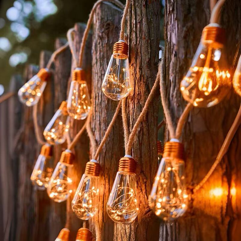 Outdoor solar hemp string lamp waterproof camping light string Christmas decorative copper wire lamp string courtyard copper wire lamp ball Outdoor solar hemp string lamp waterproof camping light string Christmas decorative copper wire lamp string courtyard copper wire lamp ball