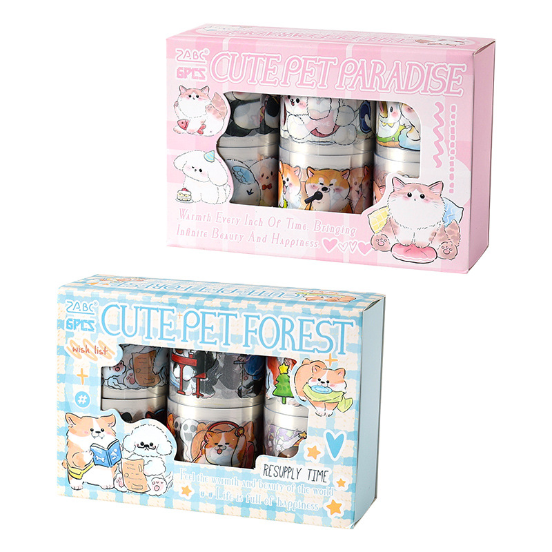 Estuche de cinta de troquelado para bebés lindos, caja de bricolaje, diario de cuenta manual, pegatinas, dibujos animados retro, pegatinas de animales lindos