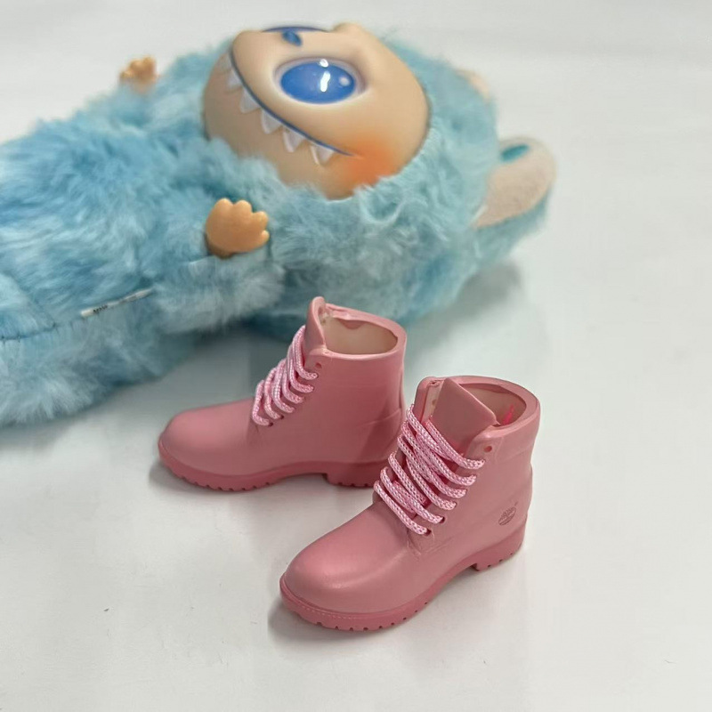LABUBU Zapatos Rabu Ropa de bebé 17cm felpa vinilo bolso de muñeca colgante para zapatos desnudos caja ciega