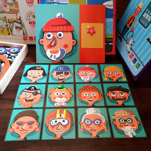 The same children's multifunctional magnetic puzzle girl's dressing up magnetic drawing board 3-6 years old early education educational toy