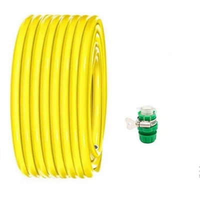 High pressure car wash water gun anti-freezing explosion-proof PVC material Car - yellow-four-point-water-pipe-and-faucet-connection-10-m-explosion-proof-anti-freezing-water-pipe