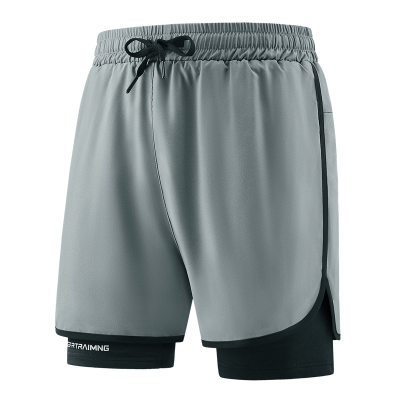 Pantalones cortos deportivos de secado rápido para hombres de verano pista y campo maratón correr pantalones de acondicionamiento físico falsos dos pantalones de entrenamiento de luz