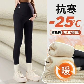 实拍显瘦高孕期腰条纹冬季牛奶绒螺纹孕妇打底裤外穿托腹裤
