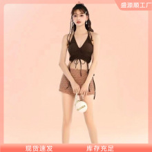 泳衣新款女分体全露背比基尼挂脖性感纯欲小胸聚拢海边