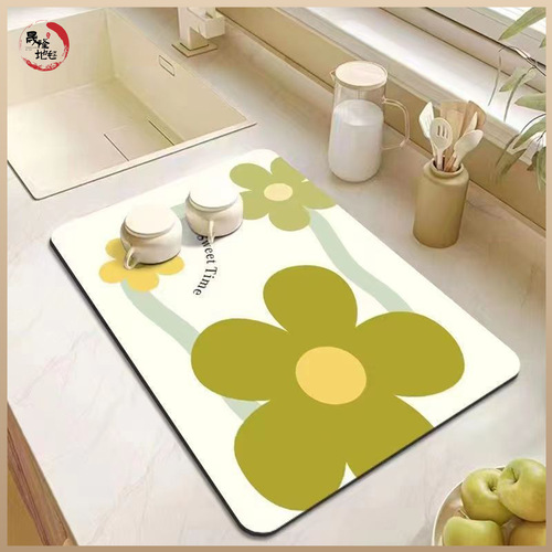 Kitchen countertop drain mat sink splash mat bowl plate drying mat bar counter absorbent cup mat dishwasher-free heat-insulating pad