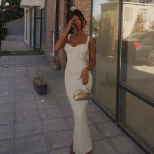 JY25480吊带性感露背束腰修身连衣裙女 2025欧美风新款晚礼服长裙