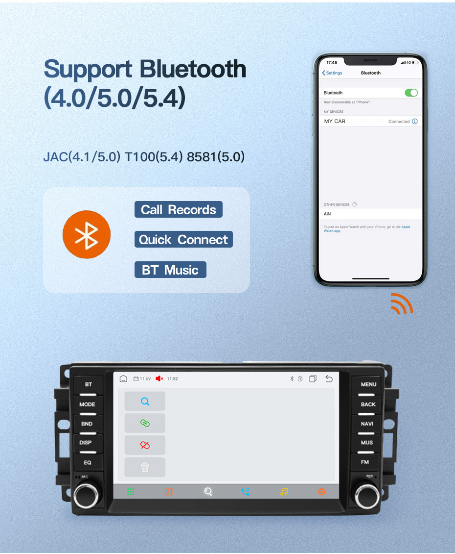 Suitable for Jeep Wrangler, Compass, Patriot Car Central Control Screen Navigation, Reversing Image, Car Play
