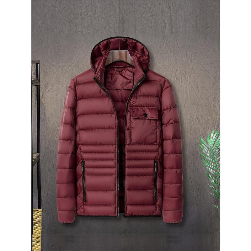 2025 New Cross-Border Dropshipping Men's Solid Color Hooded Fluffy Jacket Long Sleeve Stand-Up Style