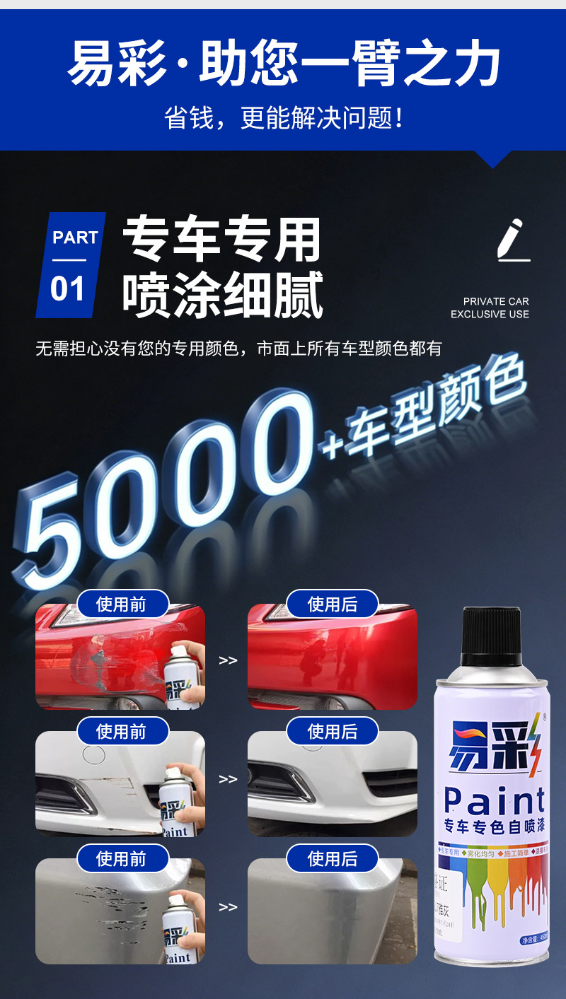 New Matte Anti-Rust Paint for Metal Color Change and Graffiti, Large Capacity Handheld Automatic Car Spray Paint Wholesale