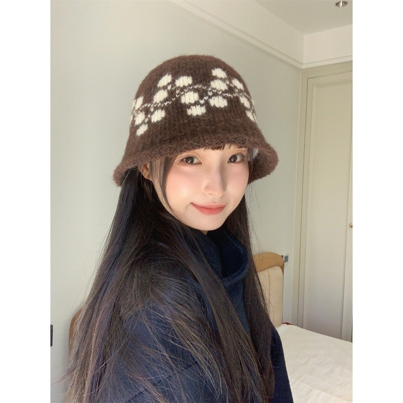 长岛木屋~日系新款秋冬保暖针织渔夫帽女费尔岛复古显脸小毛线帽|undefined