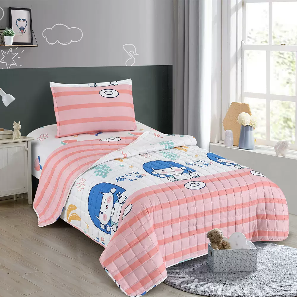 可爱卡通印花夏被儿童三件套 夏凉空调被定制跨境亚马逊床品套件