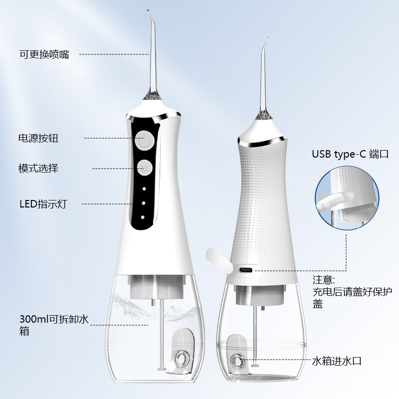 Suministro directo transfronterizo de irrigador dental eléctrico portátil, limpiador dental doméstico de mano, irrigador interdental de agua.