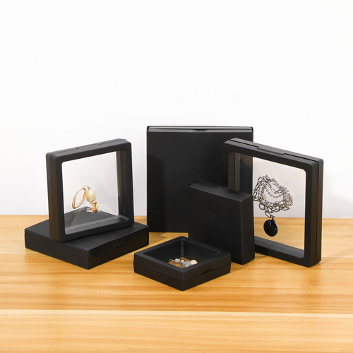 Transparent PE film display box paper sleeve floating packaging box matching gift bag jewelry ring paper box 