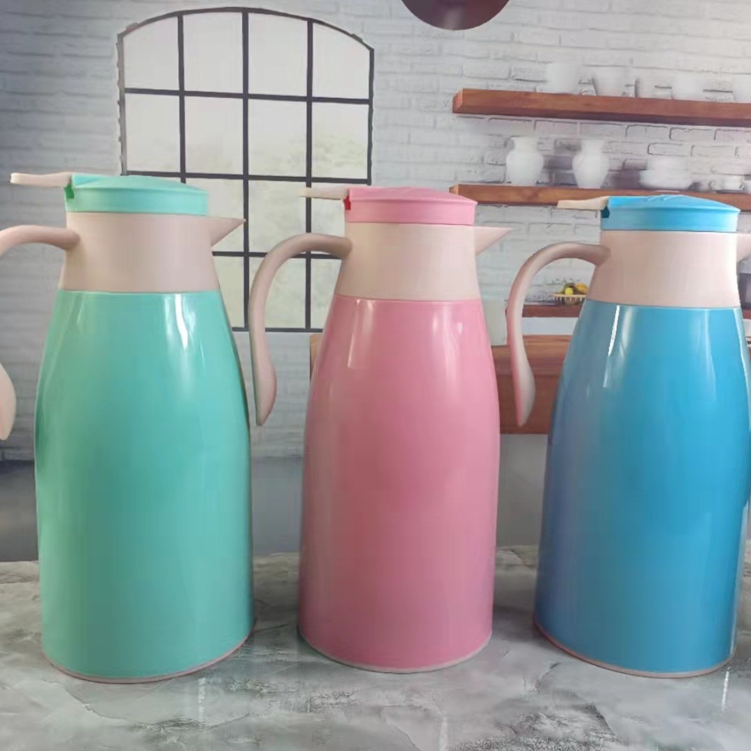 Moderno simple color sólido olla térmica revestimiento de vidrio hogar de gran capacidad 1 litro botella térmica logotipo imprimible hervidor olla térmica