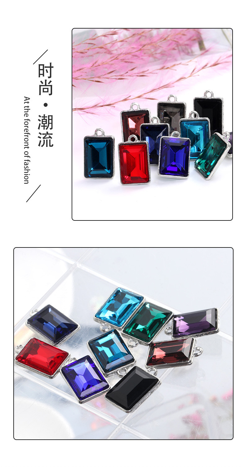 Factory wholesale rectangular glass single hanging diy jewelry accessories, clothing accessories, rectangular right-angle glass pendants detail image 6
